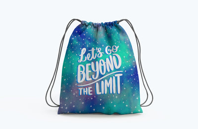 Drawstring Bag with caption Let’s Go Beyond the Limit