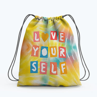 Drawstring Bag with caption Love yourself