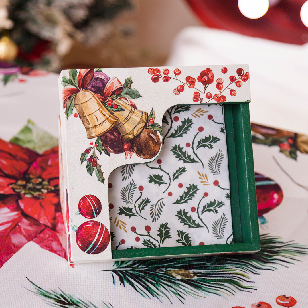 Napkin holder with Poinsettia Vintage