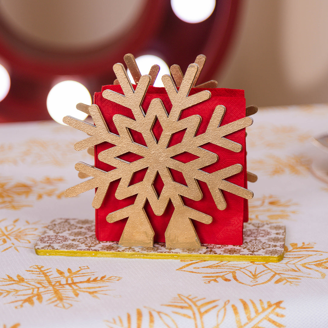 Napkin holder snowflake shape gold