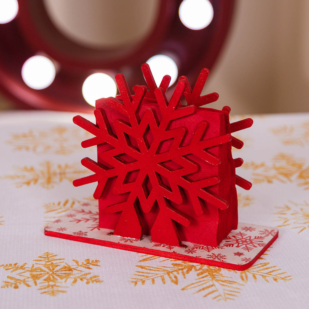 Napkin holder snowflake shape red