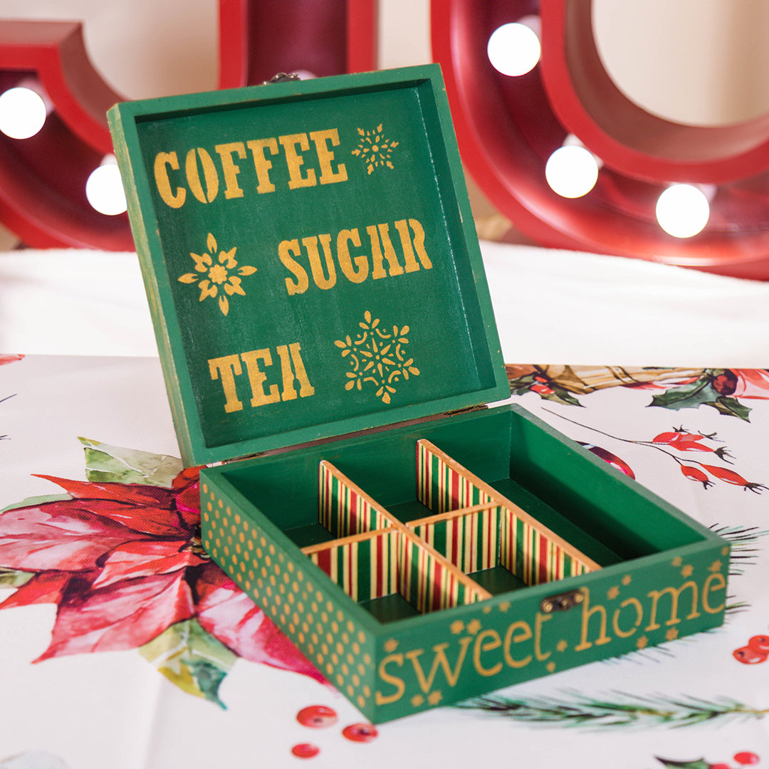 Tea box with Poinsettia Vintage