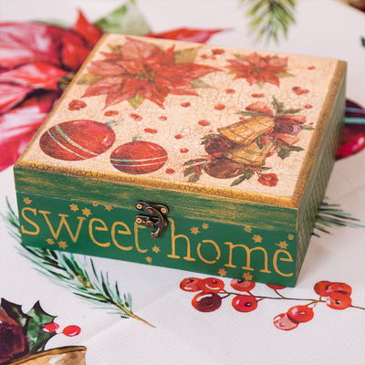 Tea box with Poinsettia Vintage