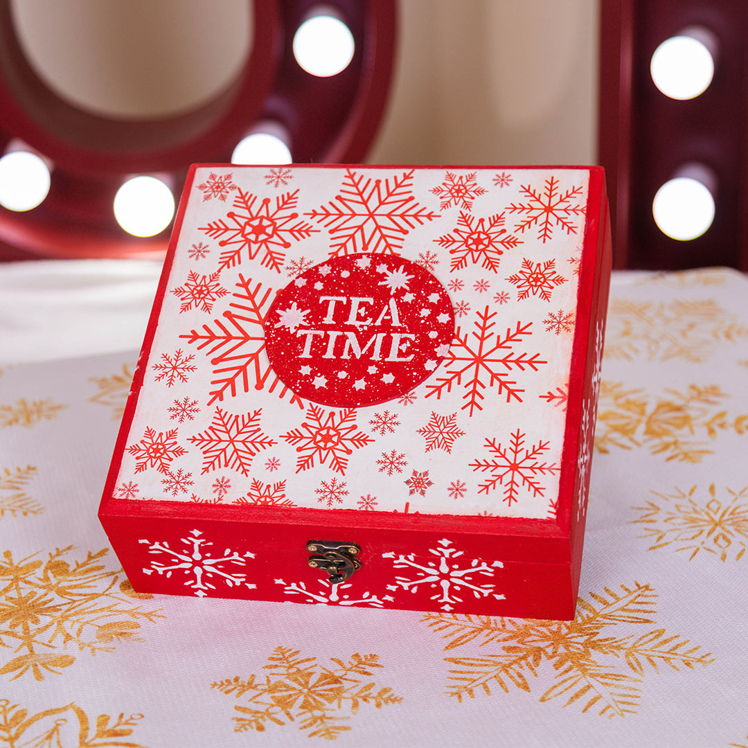 Tea box with Red Snowflakes