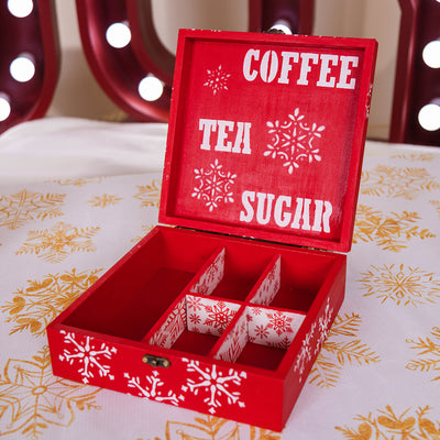 Tea box with Red Snowflakes