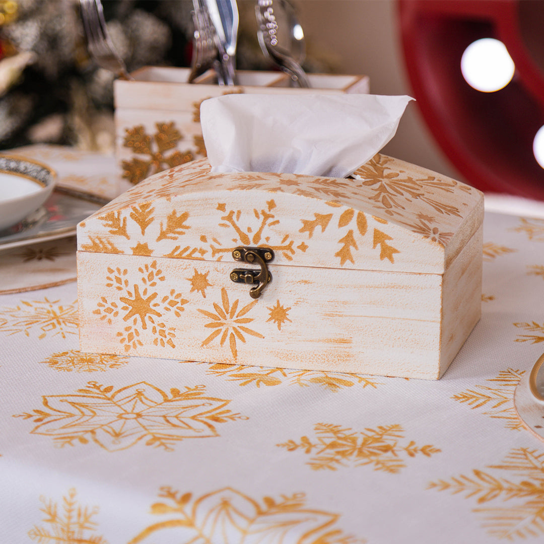 Tissue box Golden Snowflake