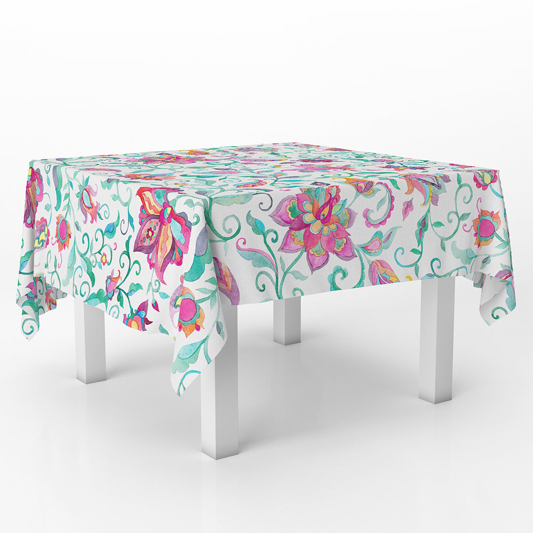 Squared Table Cover Ethnic Floral