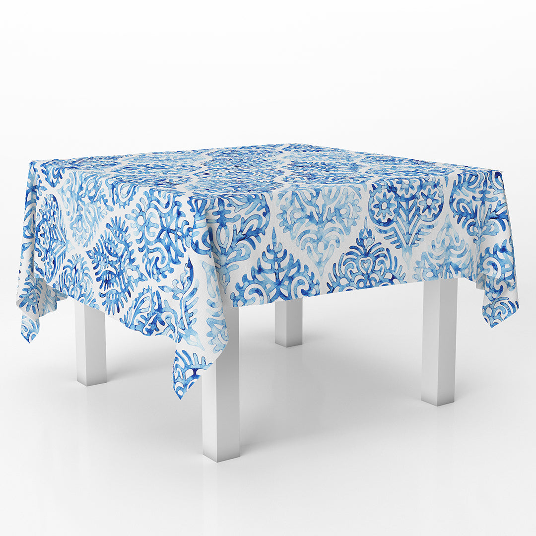 Squared Table Cover Damask Blue