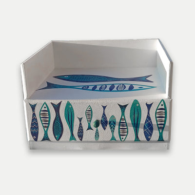 Decoupage Plate & Cutlery Box With Fish Pattern