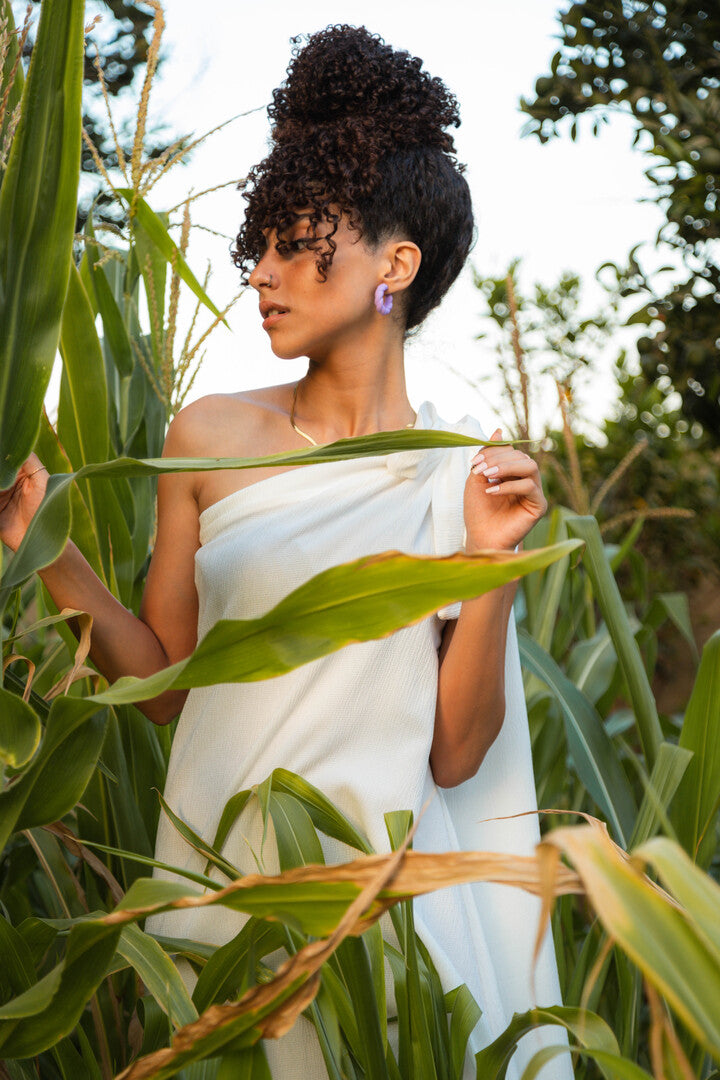 Beach Dress One Shoulder White