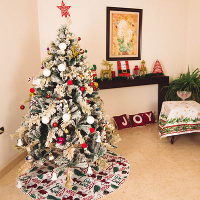 Tree Skirt merry christmas green velvet with Pom Pom 1.5m diameter