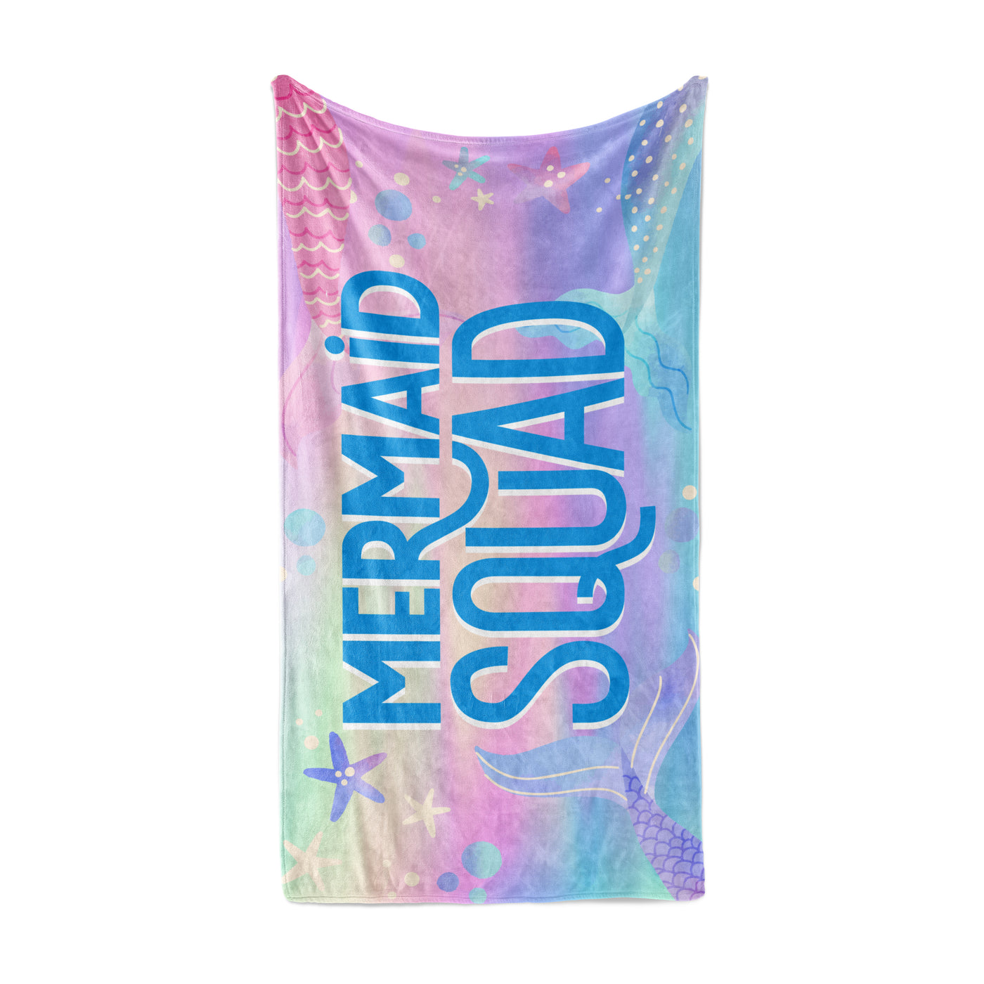 Beach Towel With Caption Mermaid Squad