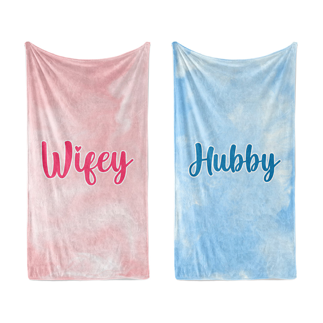 Beach Towel Hubby & Wifey Set Of Two Towels