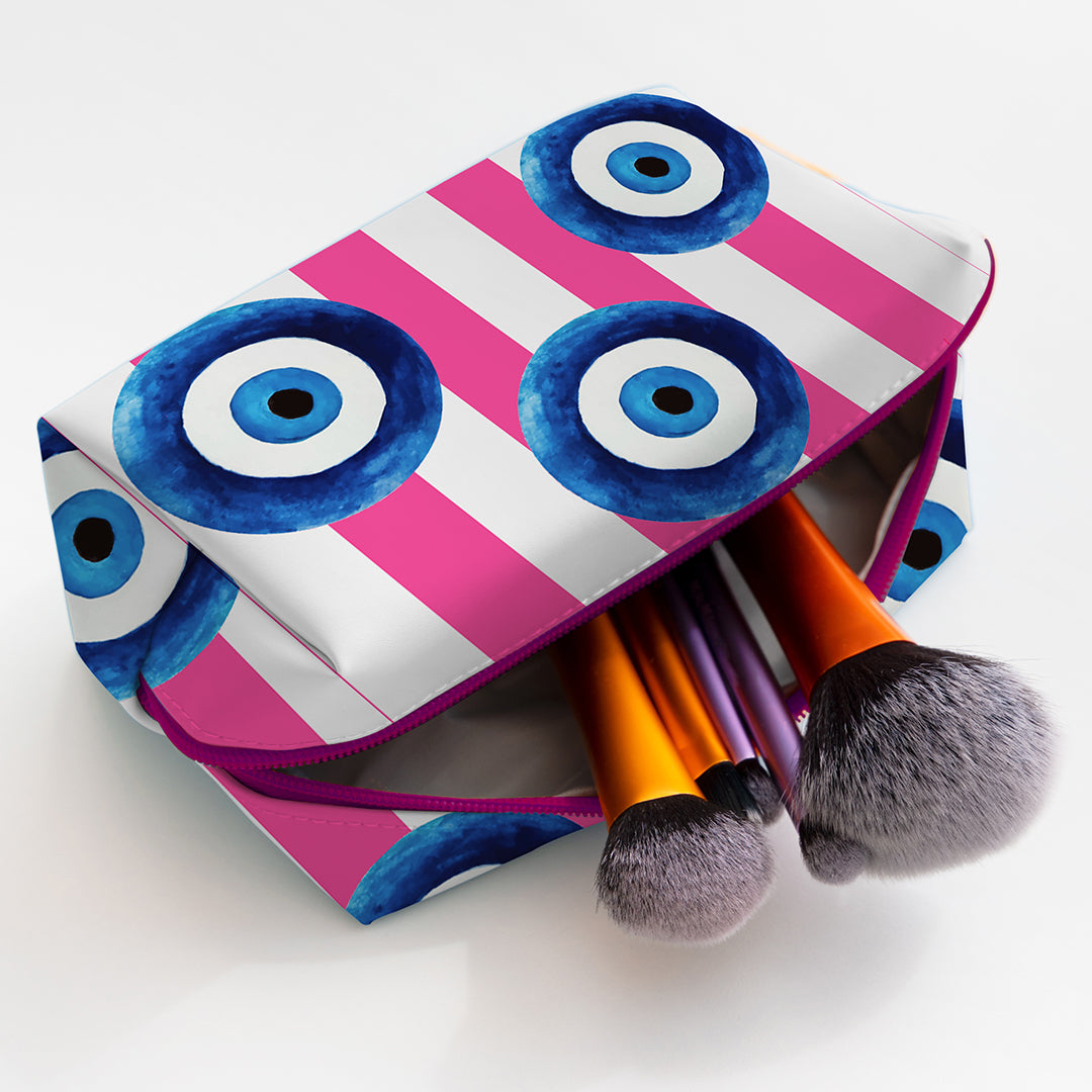 Make Up Bag Evil Eye  pink