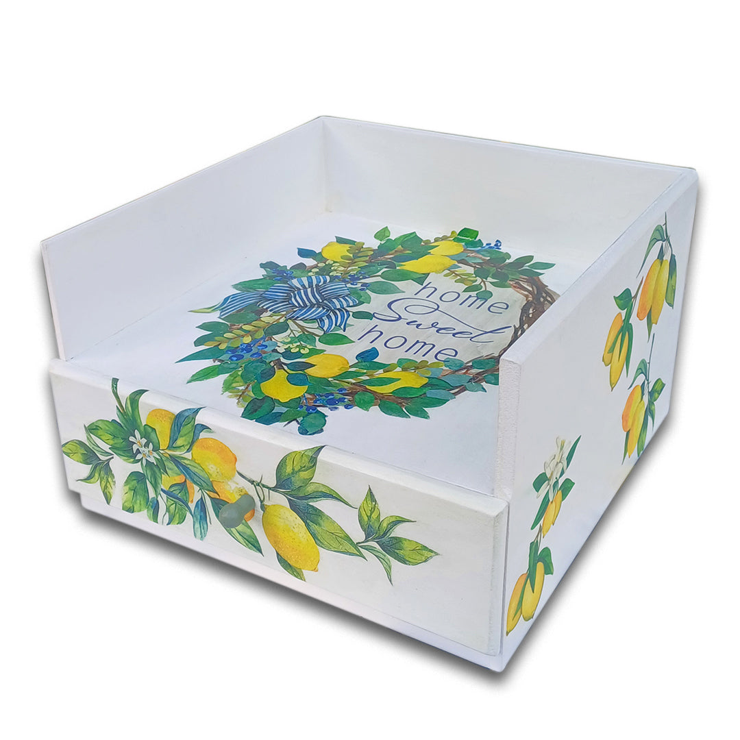 Plate & Cultery Organizer With Home Sweet Home & Lemon Print