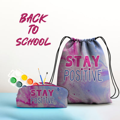 Drawstring Bag with caption Stay Positive