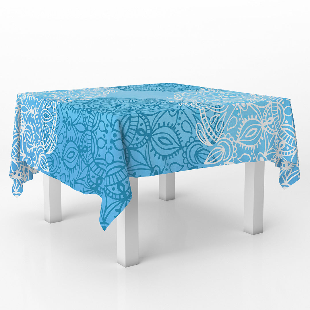 Square Table Cover Mandala Blue