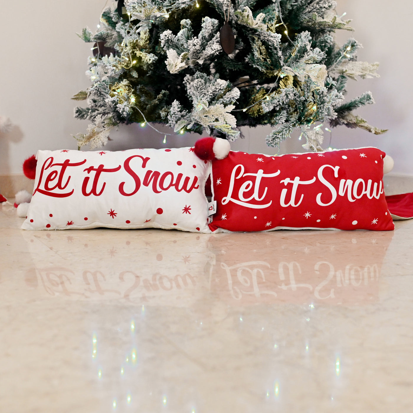 كيس مخدة بتصميم جملة "Let it snow"