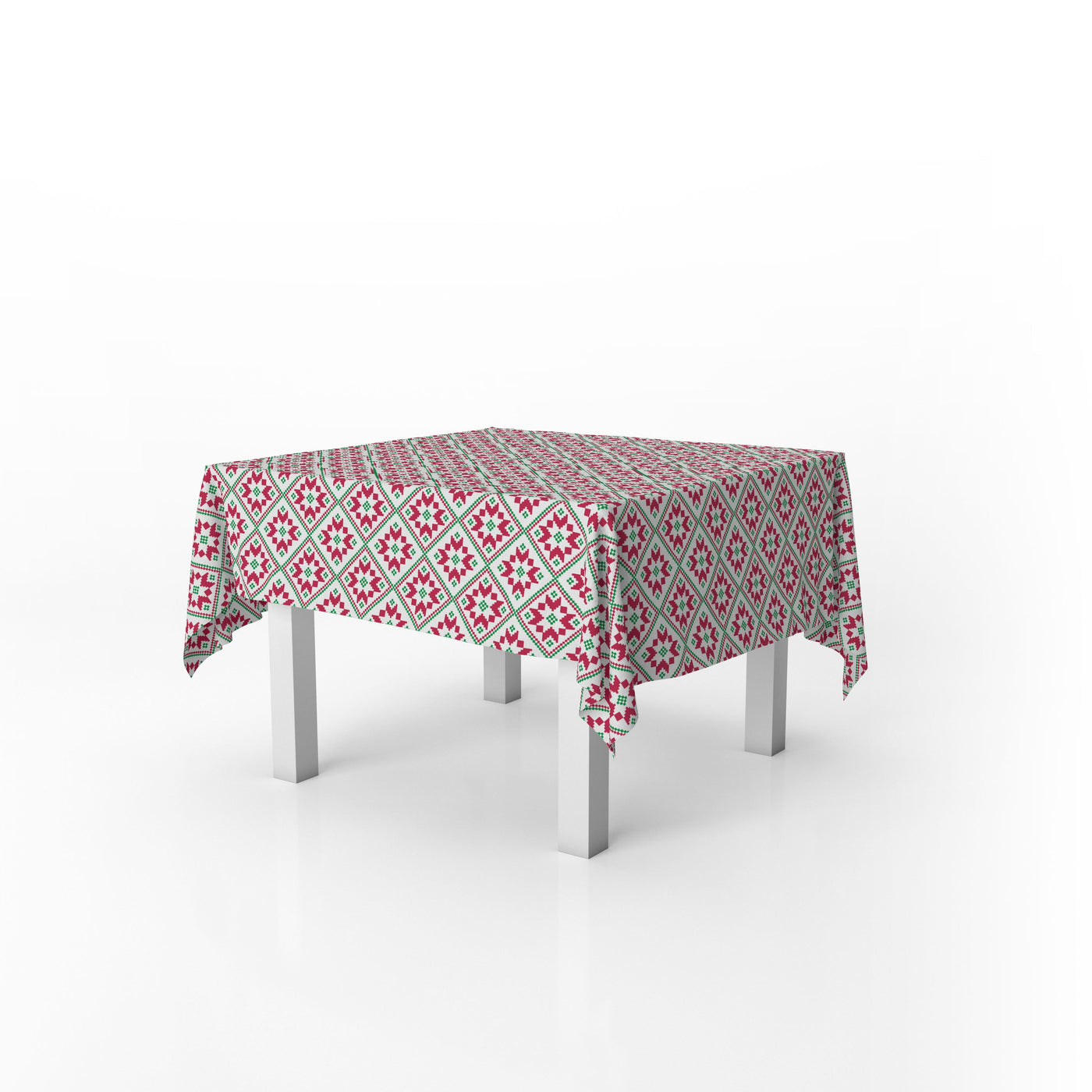 Squared Table Cover The Eve Green & Red Pattern