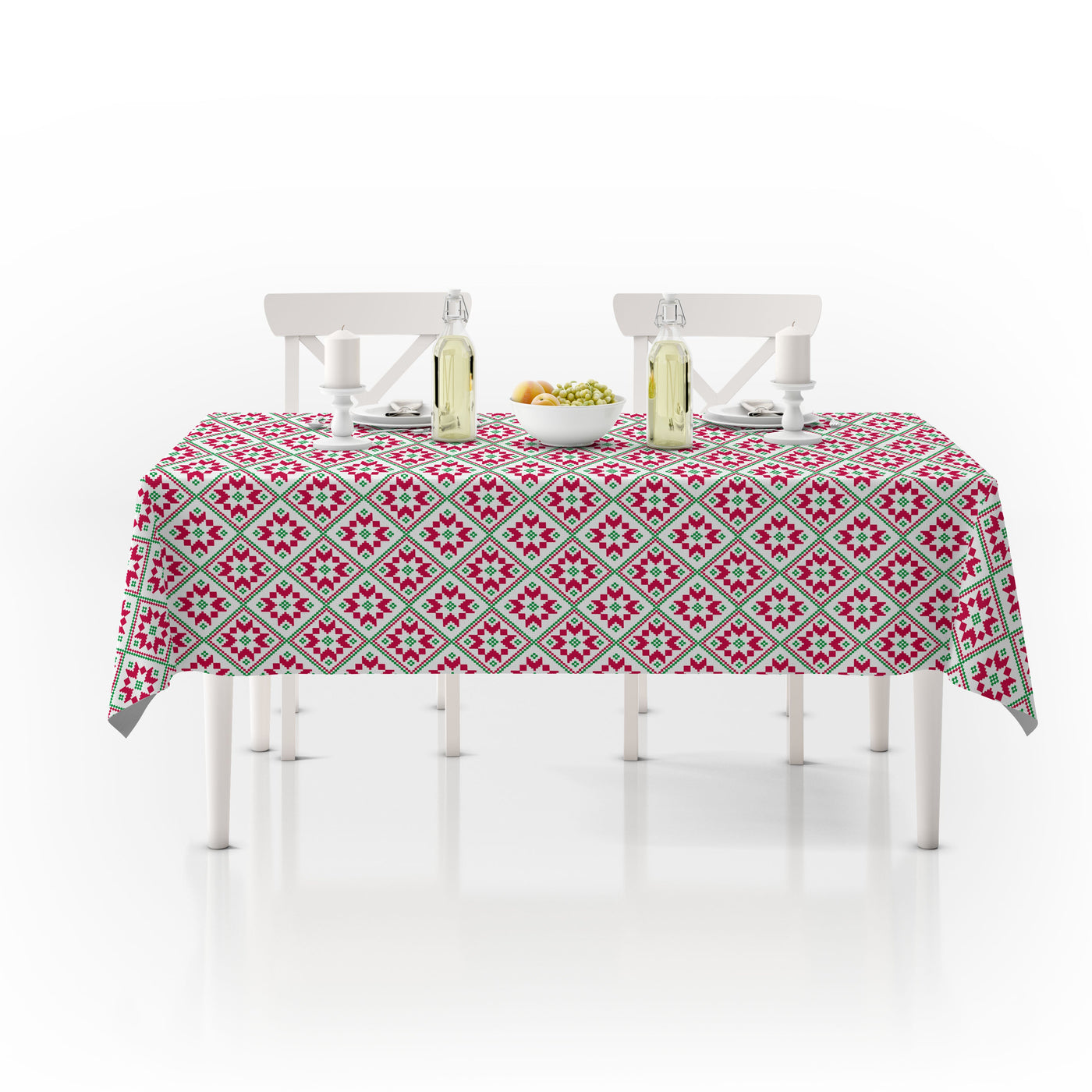 Table Cover The Eve Green & Red Pattern