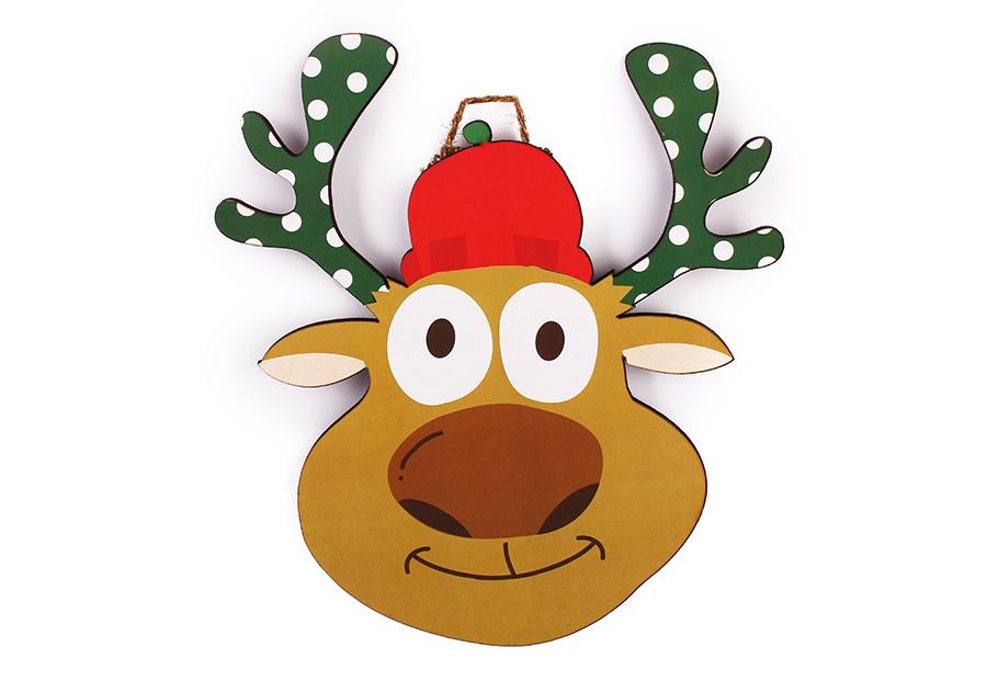 Wooden Christmas Deer Head Hanger