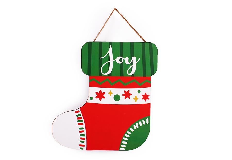 Wooden Christmas Stocking With Joy Caption