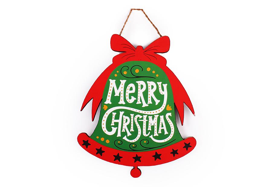 Wooden Christmas Bell With Merry Christmas Caption